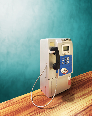 old classic vintage public telephone, communicationの写真素材