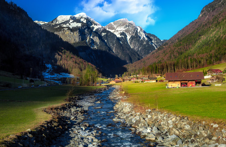 Beautiful scenic landscape in winter, Interlaken, Switzerland, Europeの写真素材