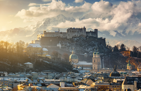 Beautiful scenic landscape in winter, Salzburg, Austria, Europe, travelの写真素材