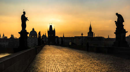Charles Bridge in Prague, Czech Republic, travel destinationの写真素材