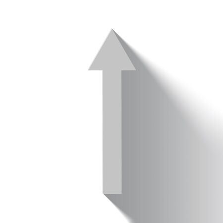 rising white arrow on white background with shadow, business growthの写真素材