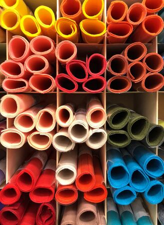 colorful paper on shelf, stationary and artの写真素材