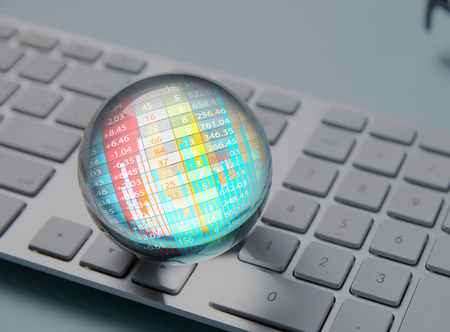 Business trade stock forecast and plan with crystal ballの写真素材