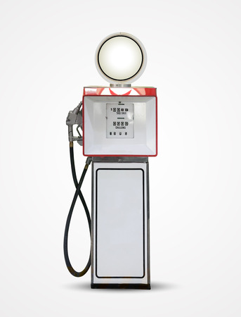 Old vintage gasoline petrol pump isolated on plainの写真素材