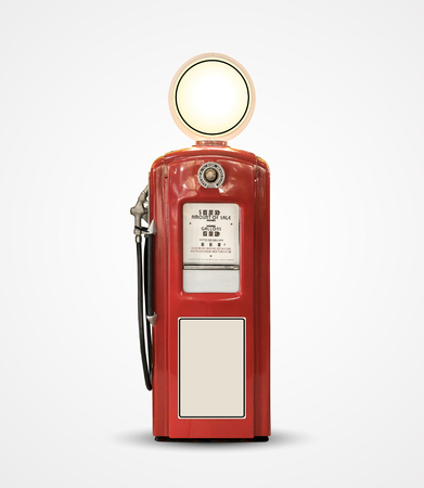 Old vintage gasoline petrol pump isolated on plainの写真素材