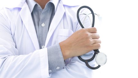 Doctor examine with stethoscope, health care hospitalの写真素材