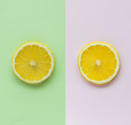 Slice of cut lemon, summer freshの写真素材