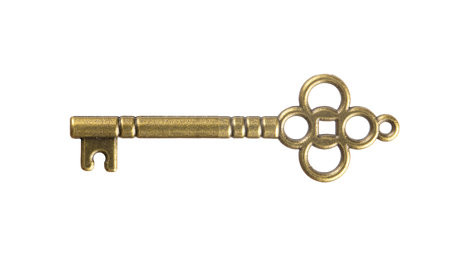 isolated vintage old golden and bronze keyの写真素材
