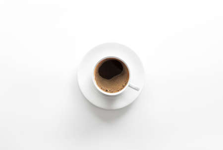 a cup of coffee on work space office, businessの写真素材