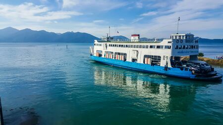 Ferryboat freight car go to the island.の素材