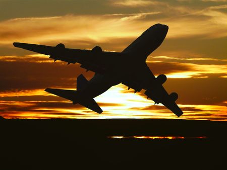 plane taking offの写真素材