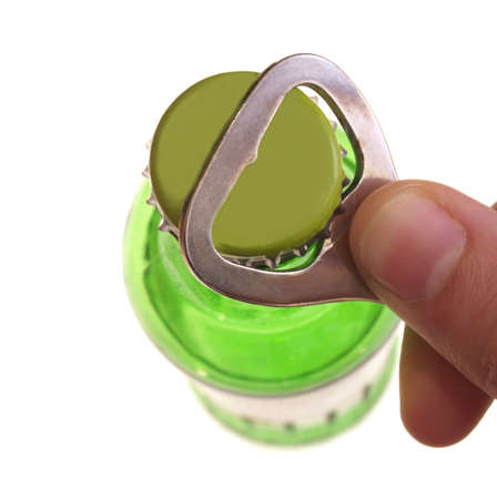 openning a green  bottle