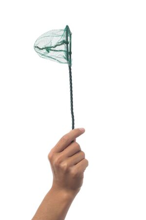 image of a hand holding  a little fishnetの写真素材