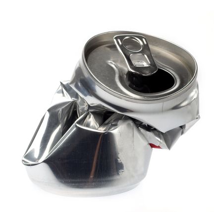 crushed beverage can  on white