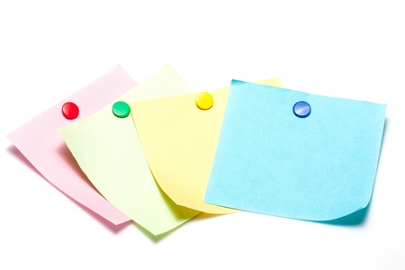 Colorful sticky notes with pushpin 
