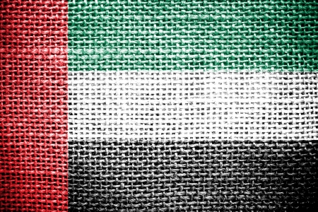 Texture of sackcloth with the image of the United Arab Emirates Flag  の写真素材