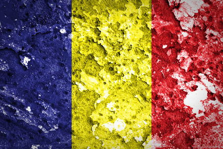Chad flag on grunge wall の写真素材