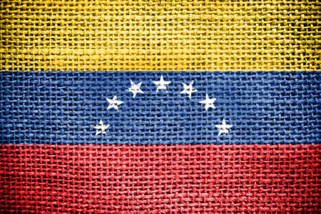 Texture of sackcloth with the image of the Venezuela Flag  の写真素材
