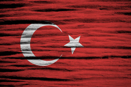 Turkey flag on old wood texture 