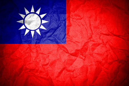 Taiwan grunge flag on crumpled paper の写真素材