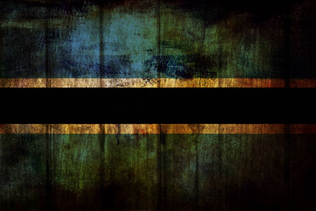 Botswana Flag painted on old wood background の写真素材