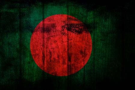 Bangladesh Flag on old wood background の写真素材