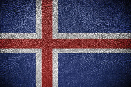 Iceland Flag painted on leather texture の写真素材