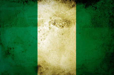 Nigeria flag painted on vintage paper の写真素材