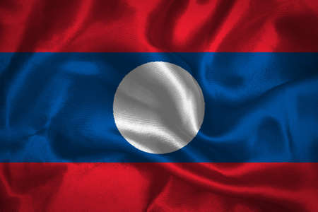 Laos waving flag の写真素材