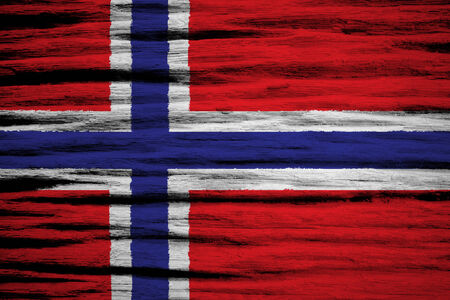 Norway flag on old wood background の写真素材