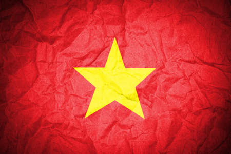 Vietnam flag on crumpled paper の写真素材