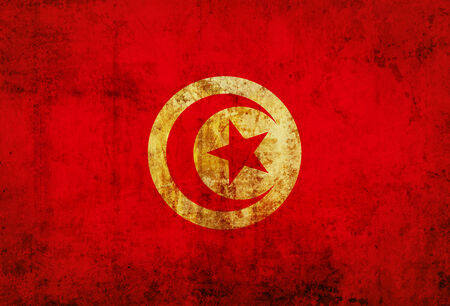 Tunesia flag on vintage paper の写真素材