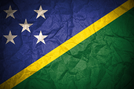 Solomon Islands flag on crumpled paper の写真素材
