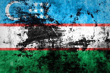 Grunge Uzbekistan Flag on dirty paper の写真素材