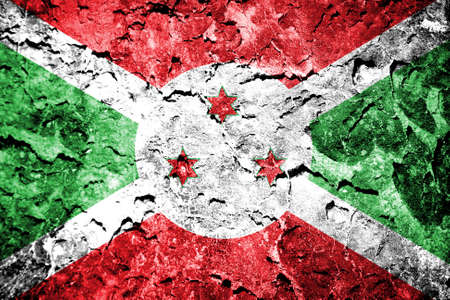 flag of Burundi painted on concrete wall の写真素材