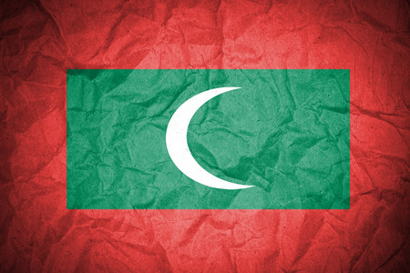 Maldives grunge flag on crumpled paper の写真素材