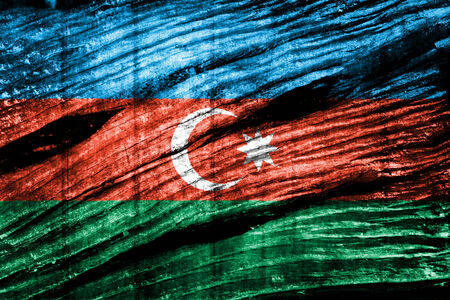 Azerbaijan flag painted on wood background の写真素材