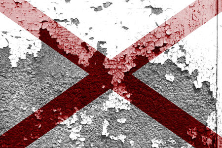 Alabama State Flag painted on grunge wall の写真素材
