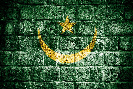 Mauritania Flag painted on old brick wall の写真素材