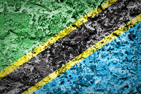 Tanzania Flag on grunge wall の写真素材