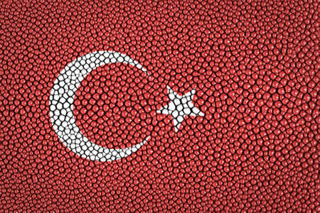 Turkey Flag painted on stingray skin texture の写真素材