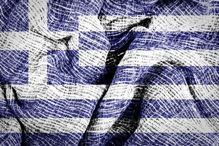 Greek flag on fabric surface の写真素材