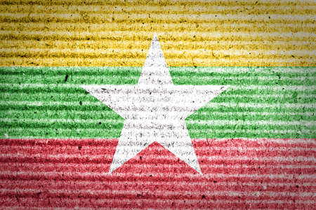 Burma Flag on crumpled paper の写真素材