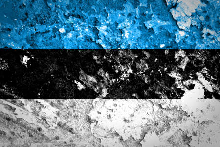 Estonian flag painted on concrete wall の写真素材