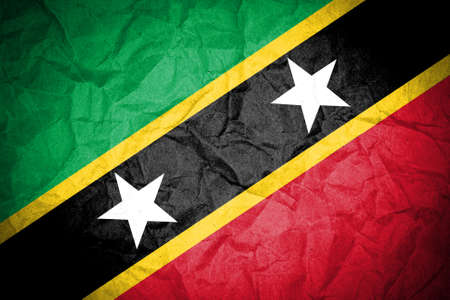Saint Kitts and Nevis flag on crumpled paper の写真素材