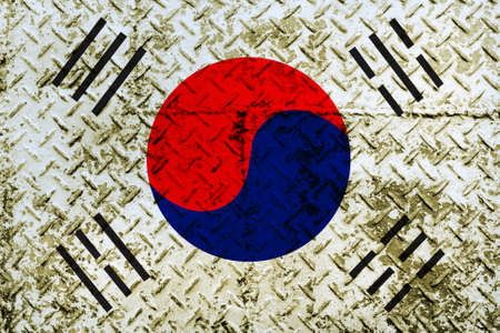 South Korea flag on old brick wall 