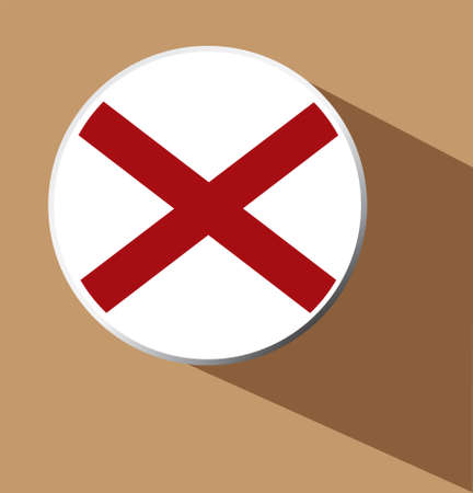 Vector - Alabama Flag Button Icon with long shadowのイラスト素材