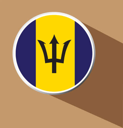 Vector - Barbados flag button icon with long shadowのイラスト素材