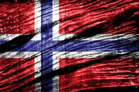 Norway flag on old wood textureの写真素材