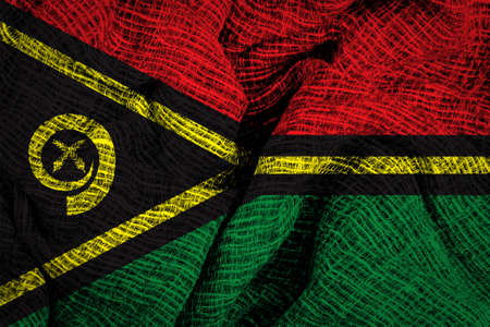 Vanuatu national flag on fabric surface の写真素材